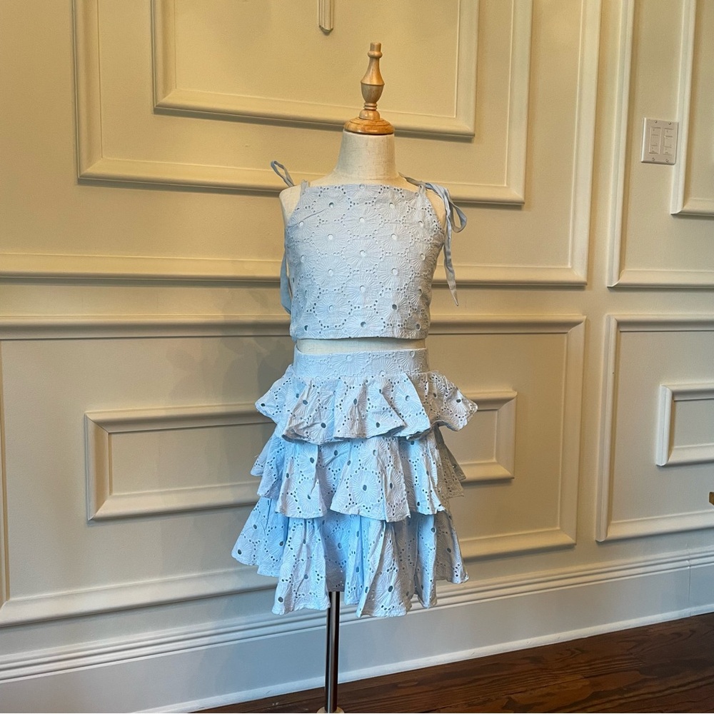 Girls NWT Miss Behave Kids dress light Blue  Set skirt top 12 cotton pastel